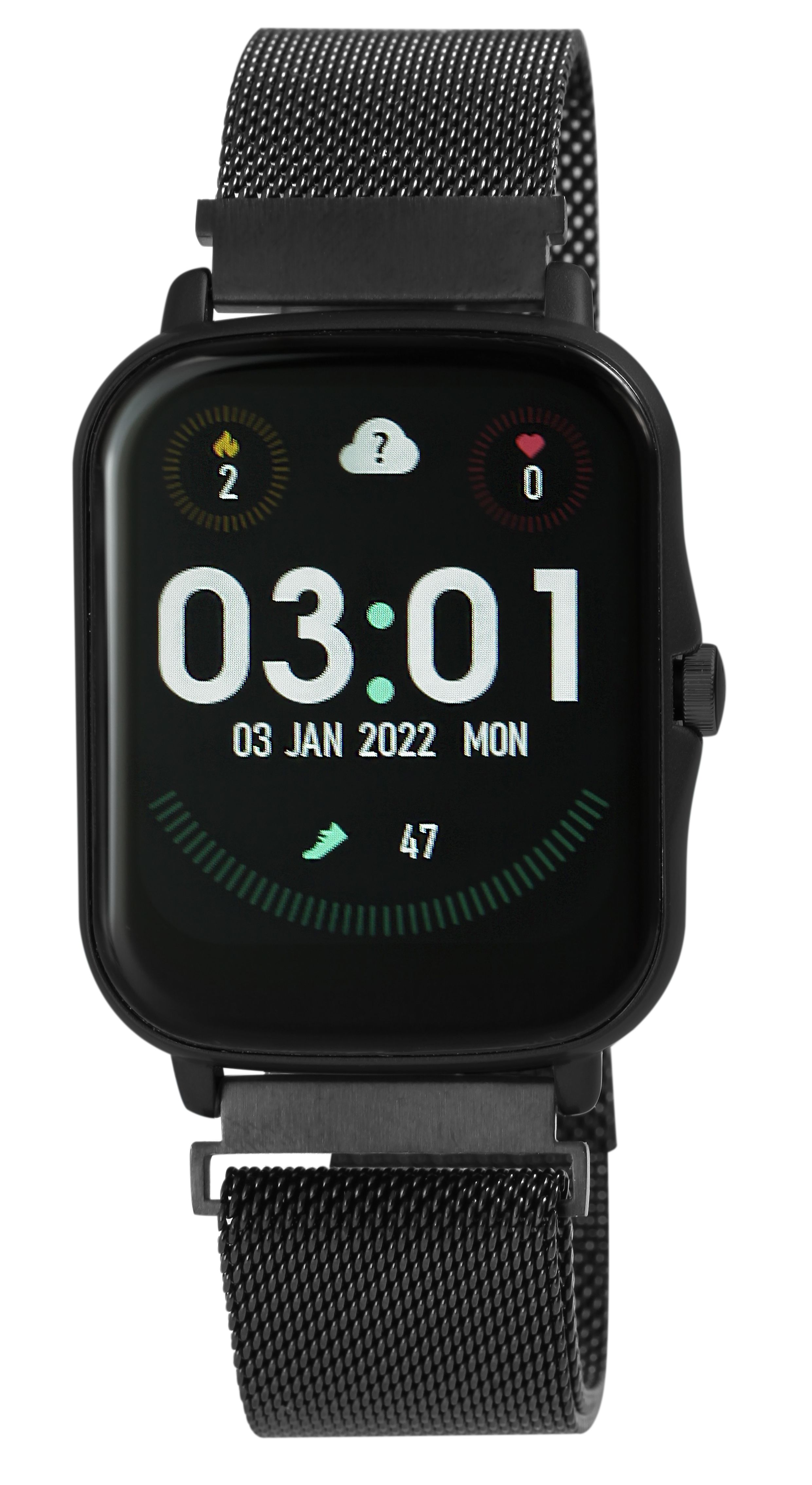 TimeTech Smartwatch mit Mesharmband, schwarz