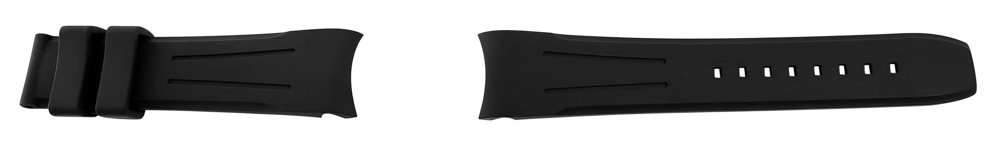 FKM Kautschuk-Uhrenarmband, Dornschließe, 20 mm, schwarz, (FKM= Fluorelastomer-Kautschuk)