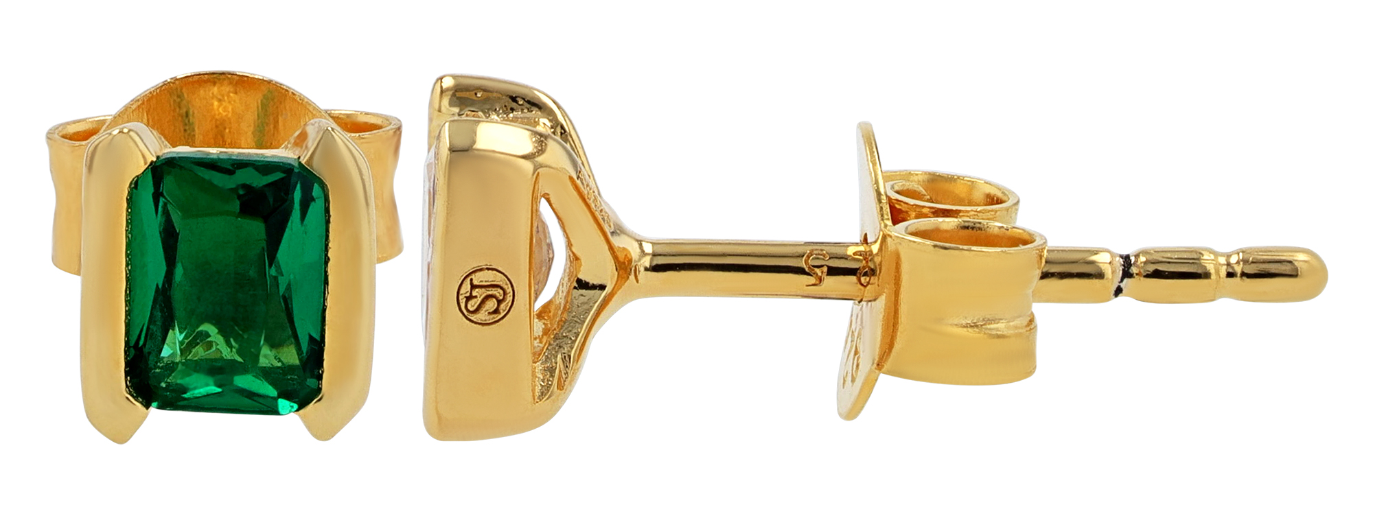 Sif Jakobs Jewellery 925/- Echt Silber Ohrstecker "Roccanova Piccolo", Zirkonia (grün), vergoldet