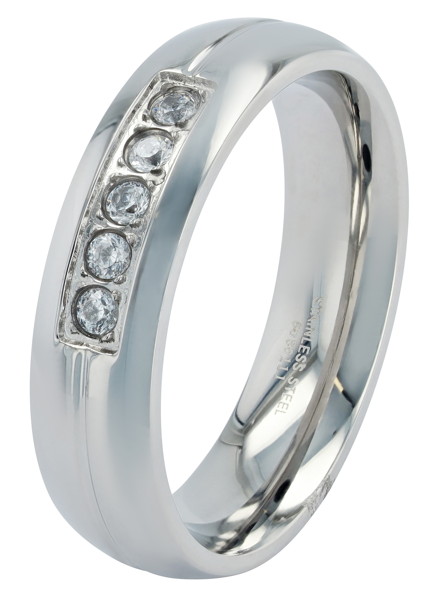 "Infinite Life" Damen-Partnerring ausEdelstahl, Similibesatz, silberfarben, Gr. 54