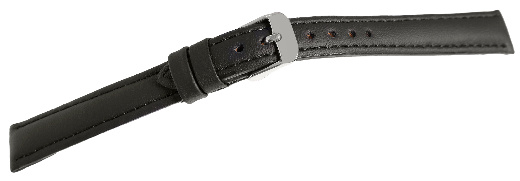 Echtleder Uhrenarmband, schwarz, gepolstert, VE-6