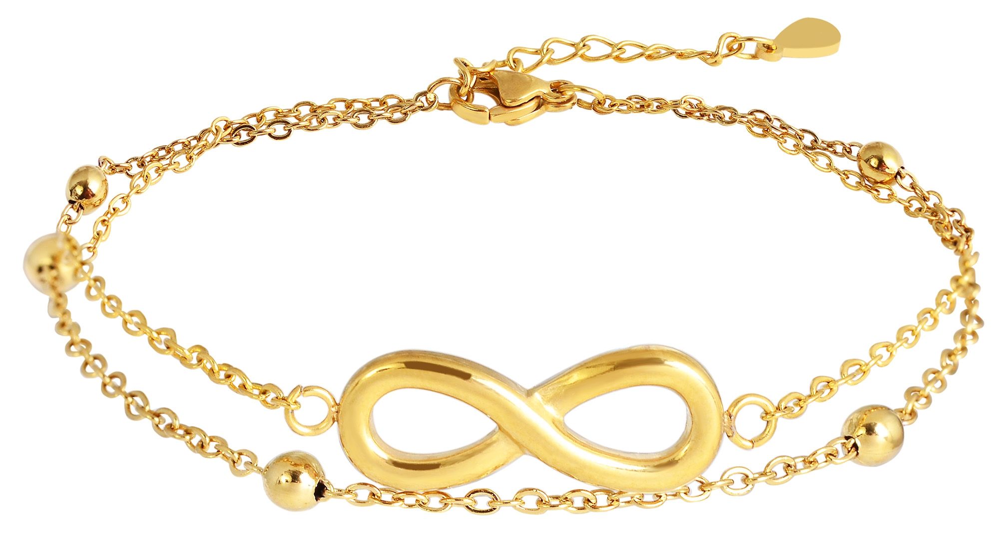Edelstahl Ankerarmband, Infintiy, goldfarben, 17+3 cm