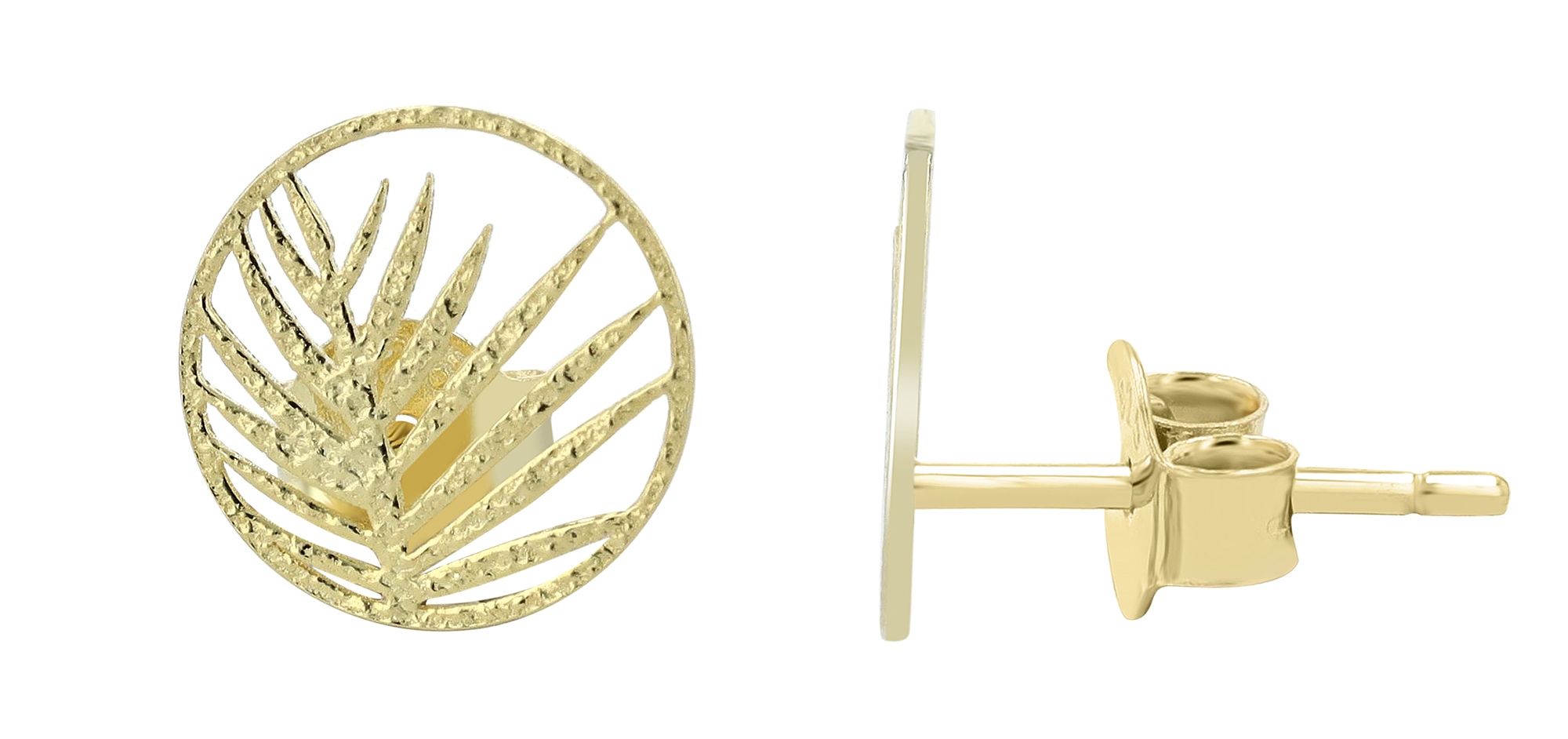 "Halia" - Palmenblatt, 925er Echt Silber Ohrstecker, vergoldet