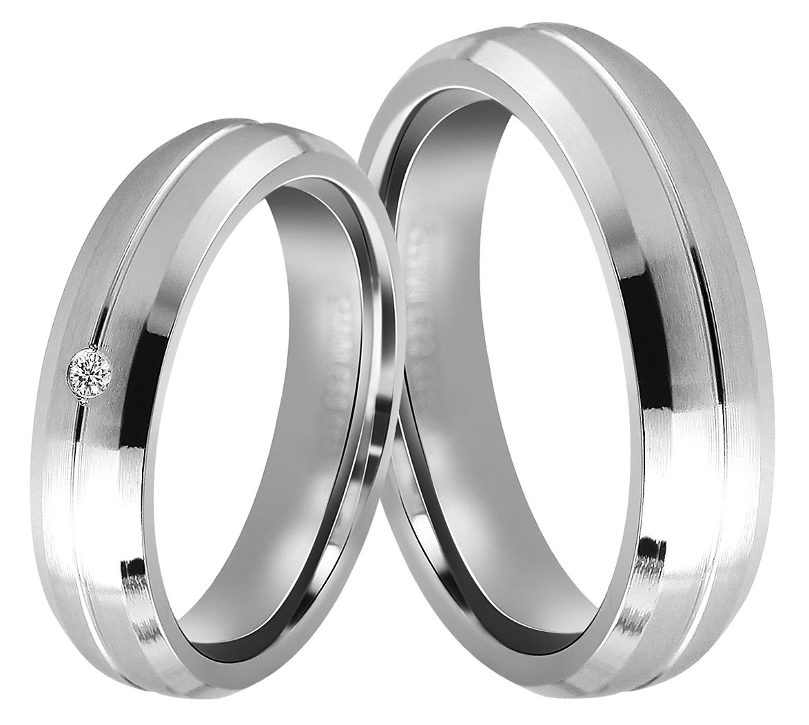 Akzent Herren-Partnerring aus Edelstahl, silberfarbig,  Gr. 66