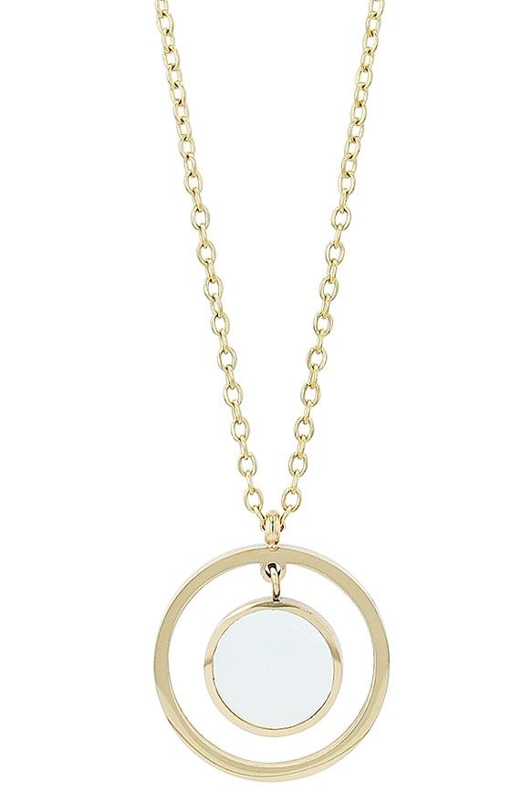 "Moonlight", Akzent Ankerkette, Edelstahl, Perlmuttanhäger, goldfarben, 45 cm