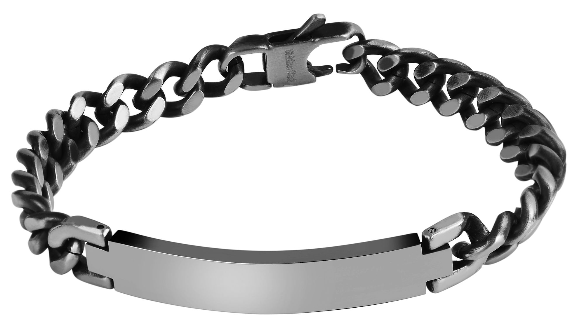 Akzent Gravurarmband aus Edelstahl, geschwärzt, 21,5 cm