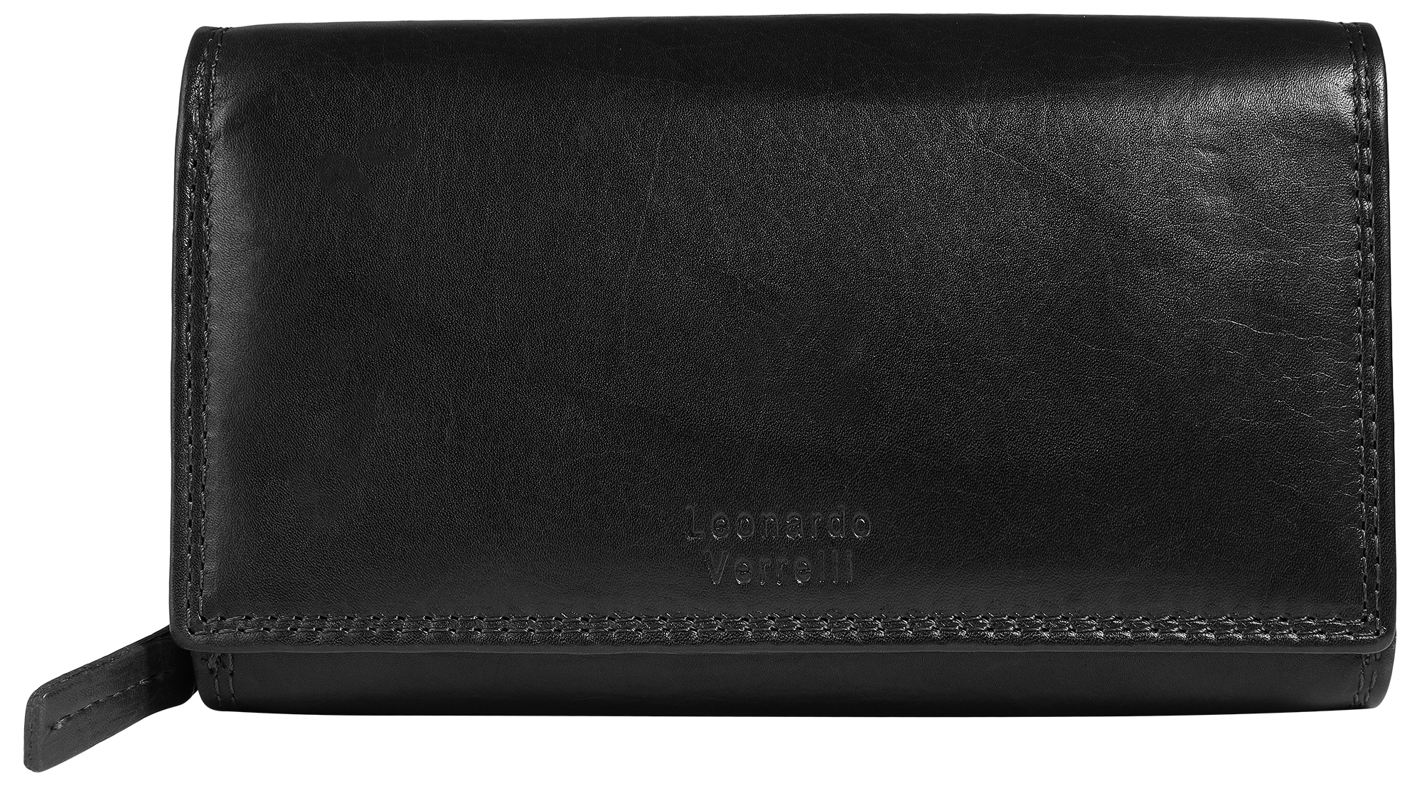 Leonardo Verrelli, Echtleder (Savage) Damen Geldbörse, länglich & RFID, schwarz