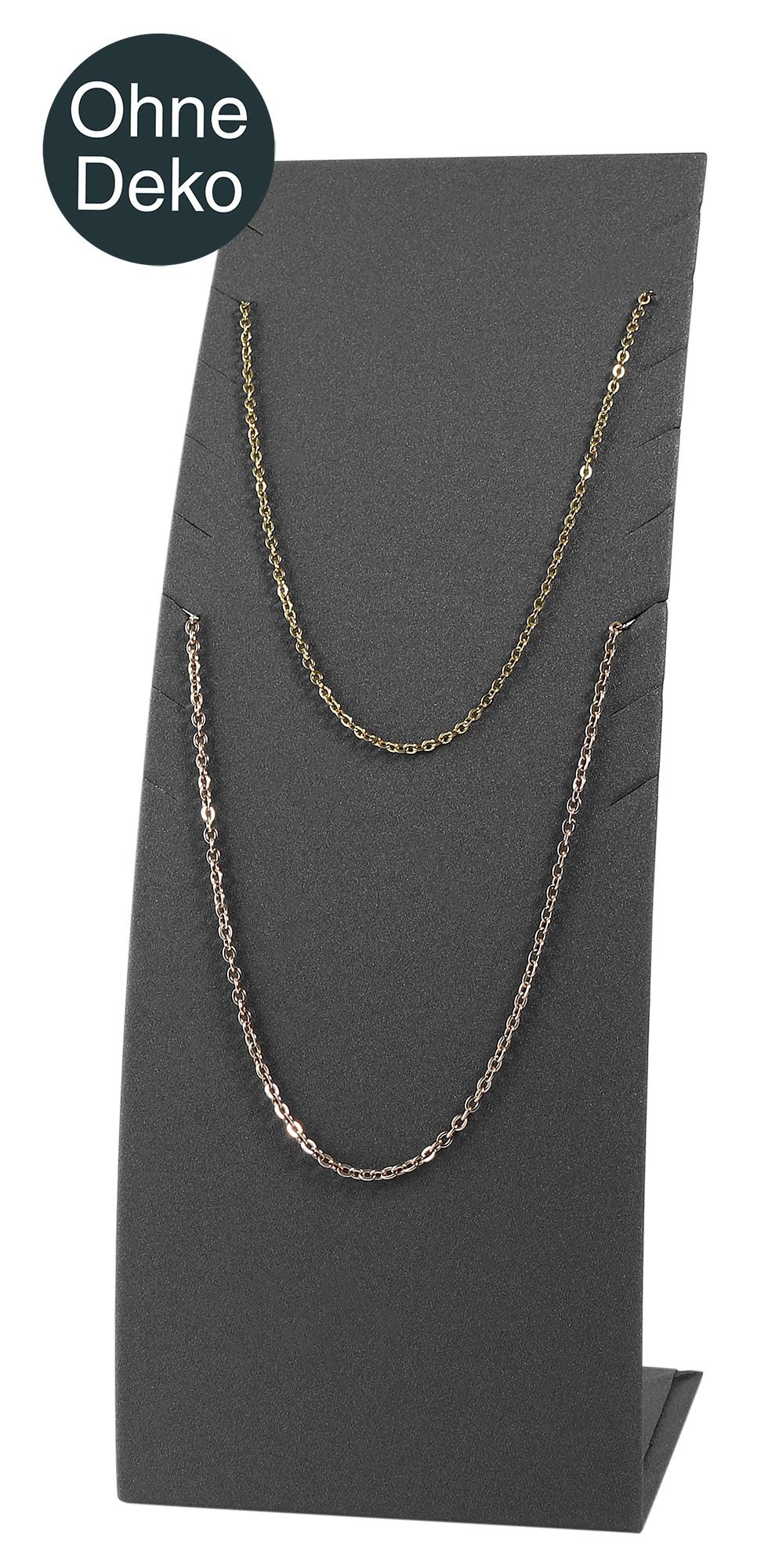 Aufsteller für Ketten oder Armbänder, PU-bezogen, 18,5 x 7,5 x 6,5 cm, grau
