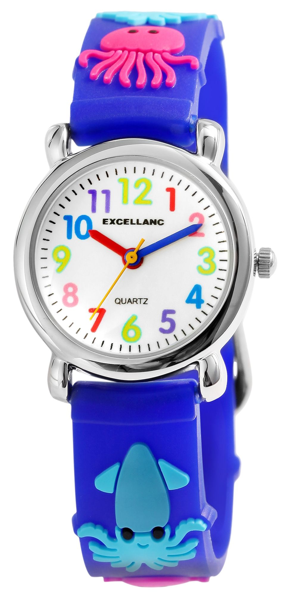 Excellanc Kinderarmbanduhr, Silikonarmband, silberfarben/blau