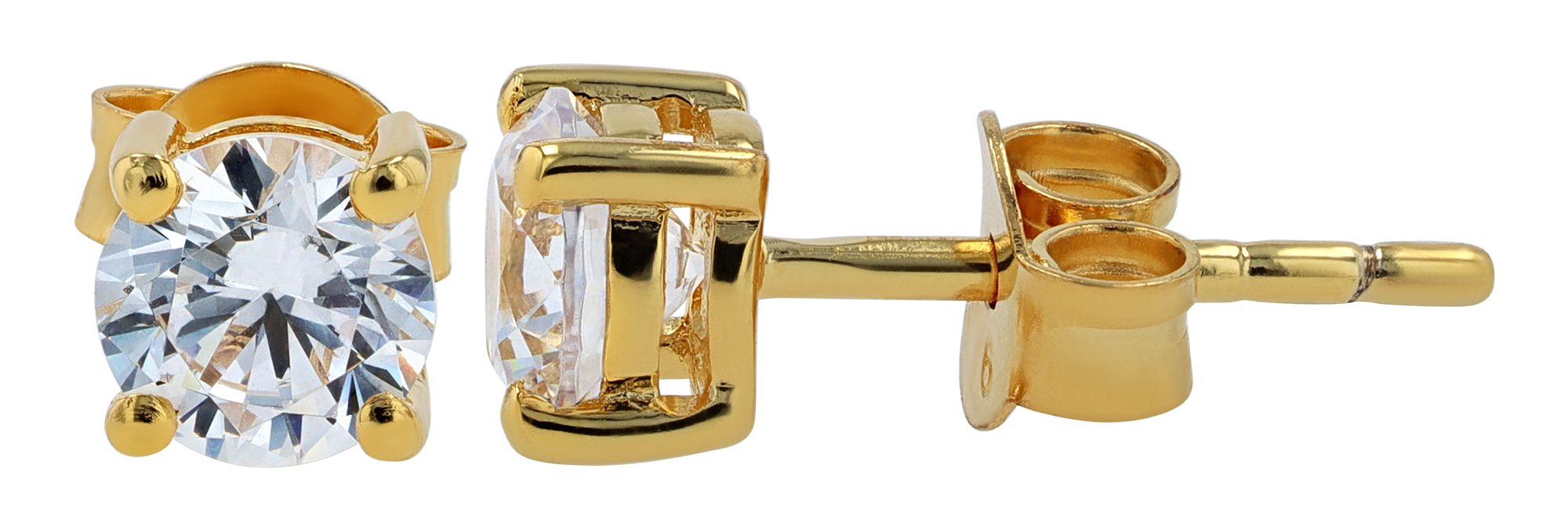 Sif Jakobs Jewellery 925/- Echt Silber Ohrstecker Ø 5 mm "Princess Round", Zirkonia, vergoldet