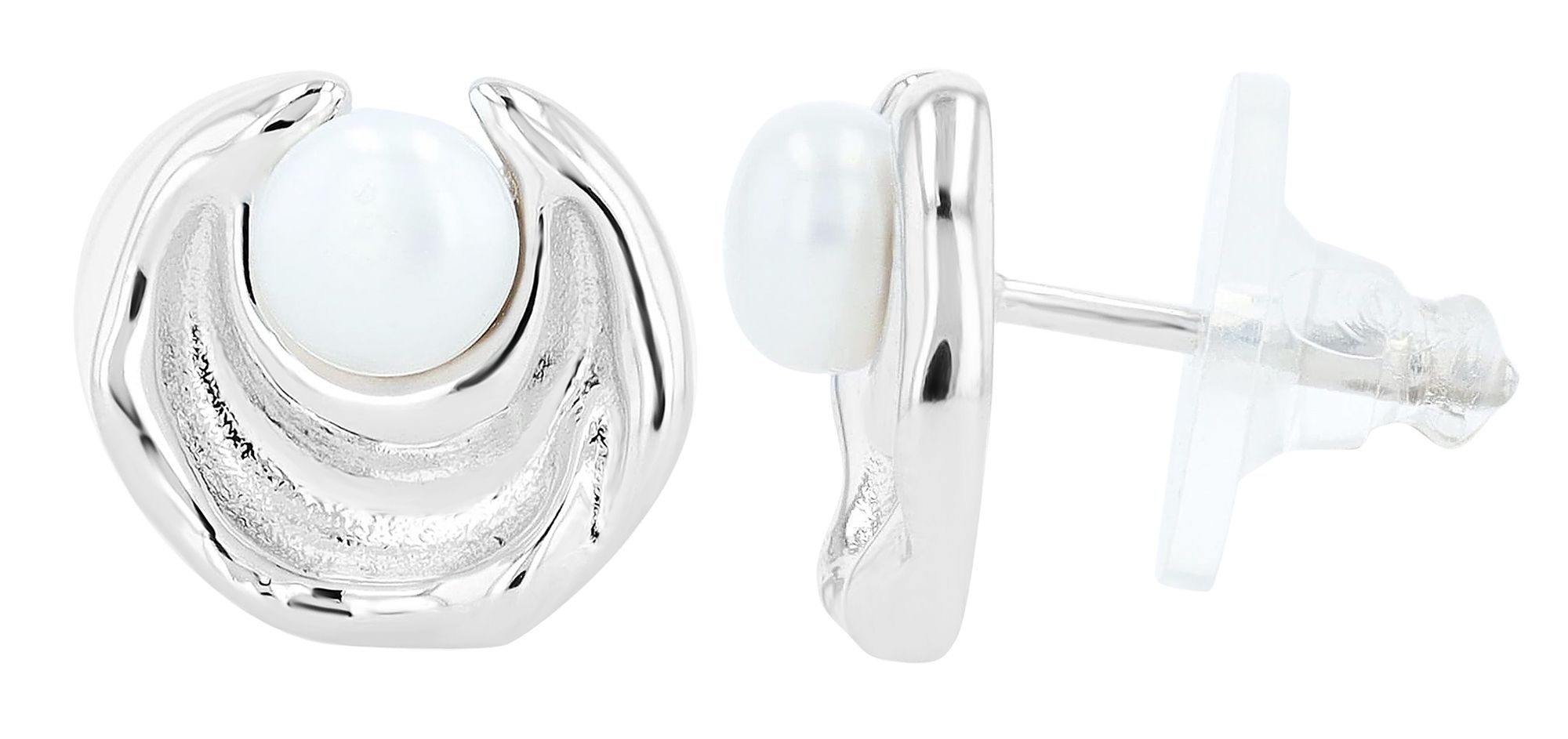 "Kalena" 925/- Echt Silber, Ohrstecker mit Süßwasserperle, rhodiniert
