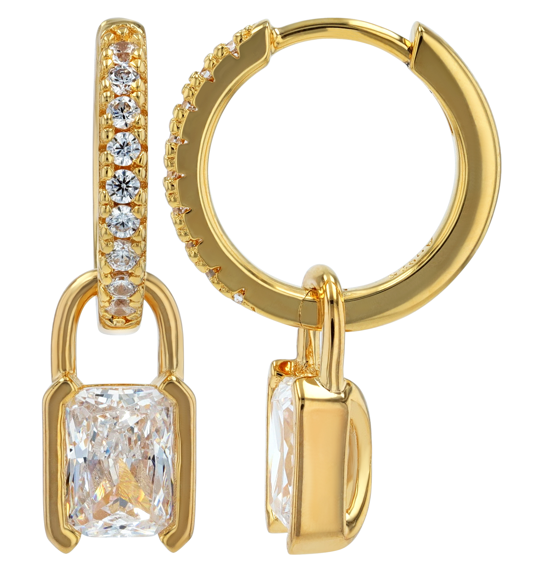 Sif Jakobs Jewellery 925/- Echt Silber Creolen "Roccanova" Ø 11 mm abnehmbarer Zirkon  (weiß), vgold.