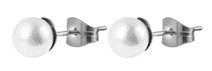Edelstahl Ohrstecker, Perle, silberfarben
