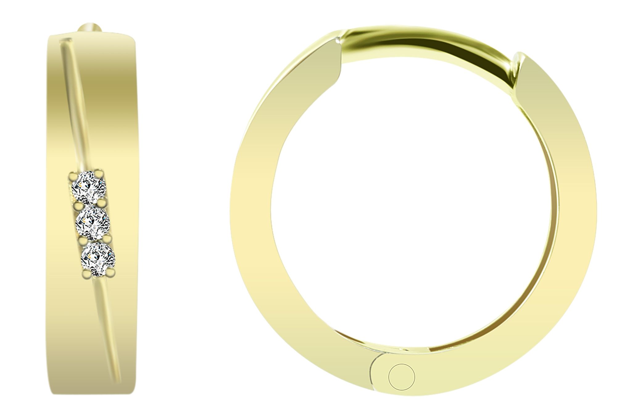 585/- Gold "Altje" Klapp-Creolen, Zirkoniabesatz, 14 Karat, Gelbgold