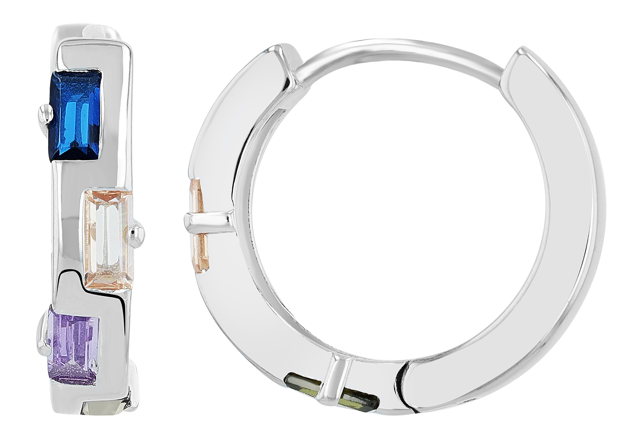 "Zeena" 925/- Echt Silber Creole mit bunten Zirkoniabesatz, silberfarben rhodiniert