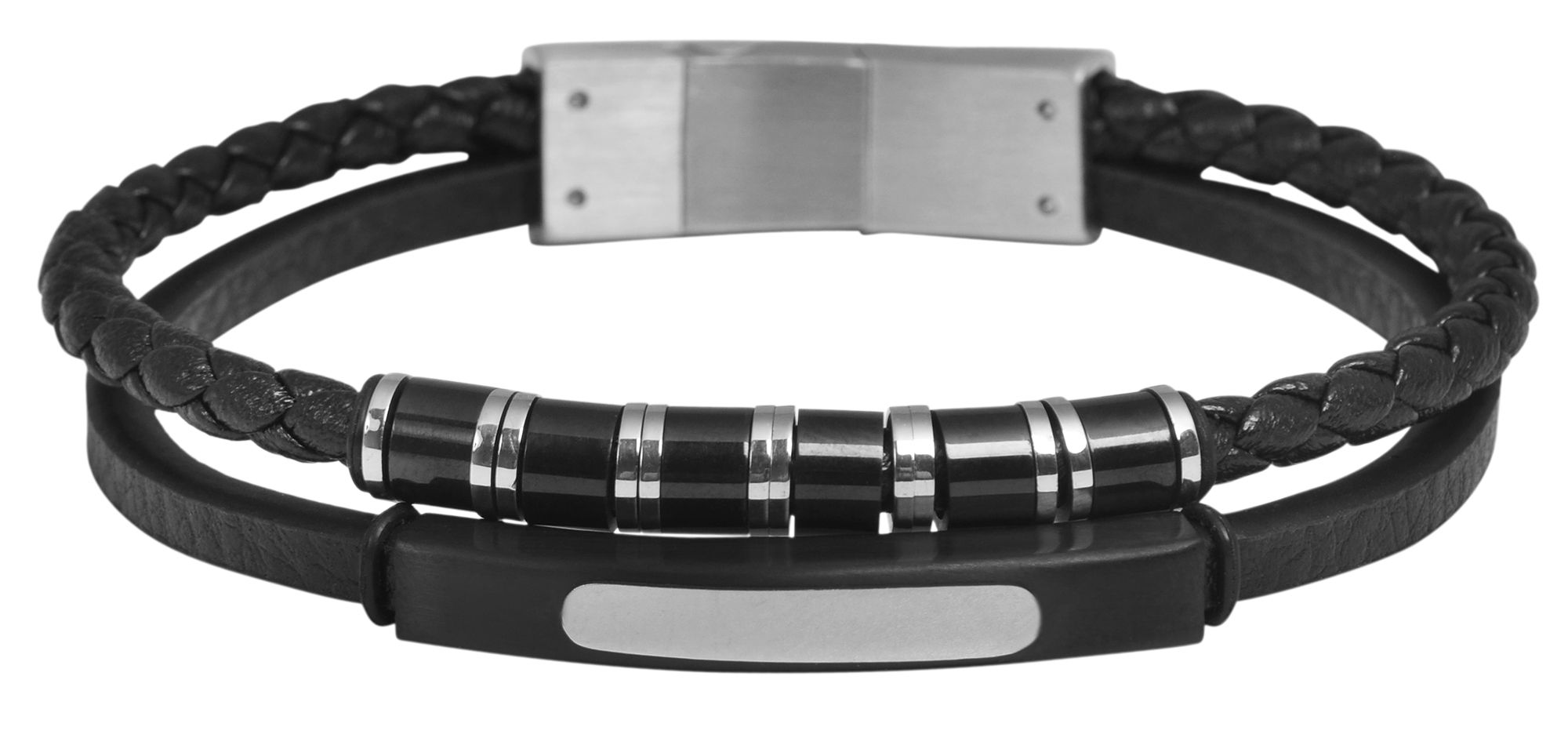 Akzent Echtlederarmband, schwarz mit Magnetschließe