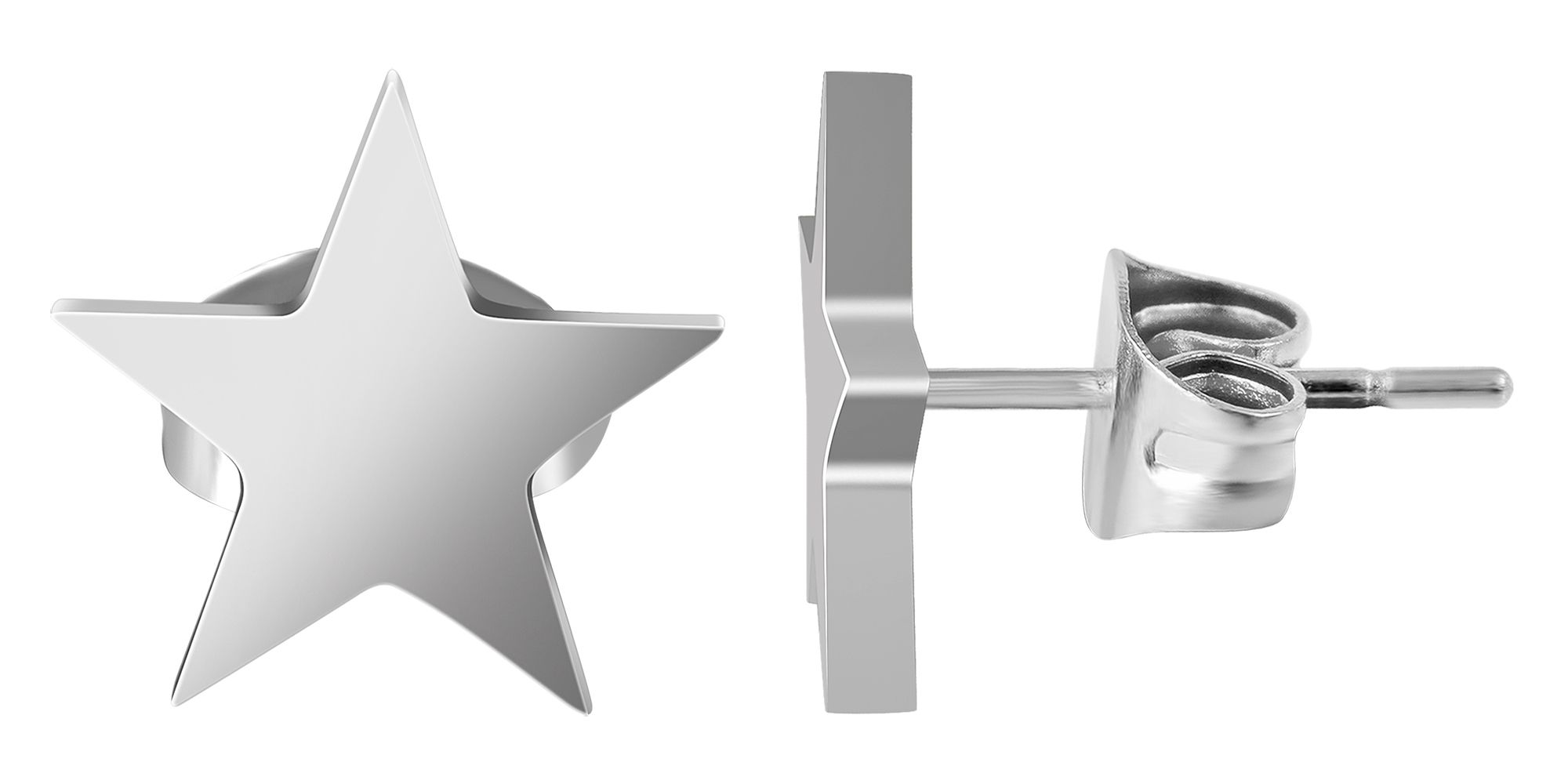 Akzent Edelstahl Ohrstecker, Stern, silberfarben