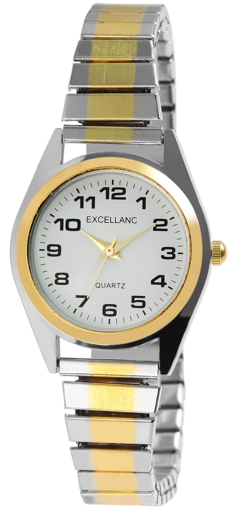 Excellanc Damenuhr mit Edelstahlzugarmband, bicolor