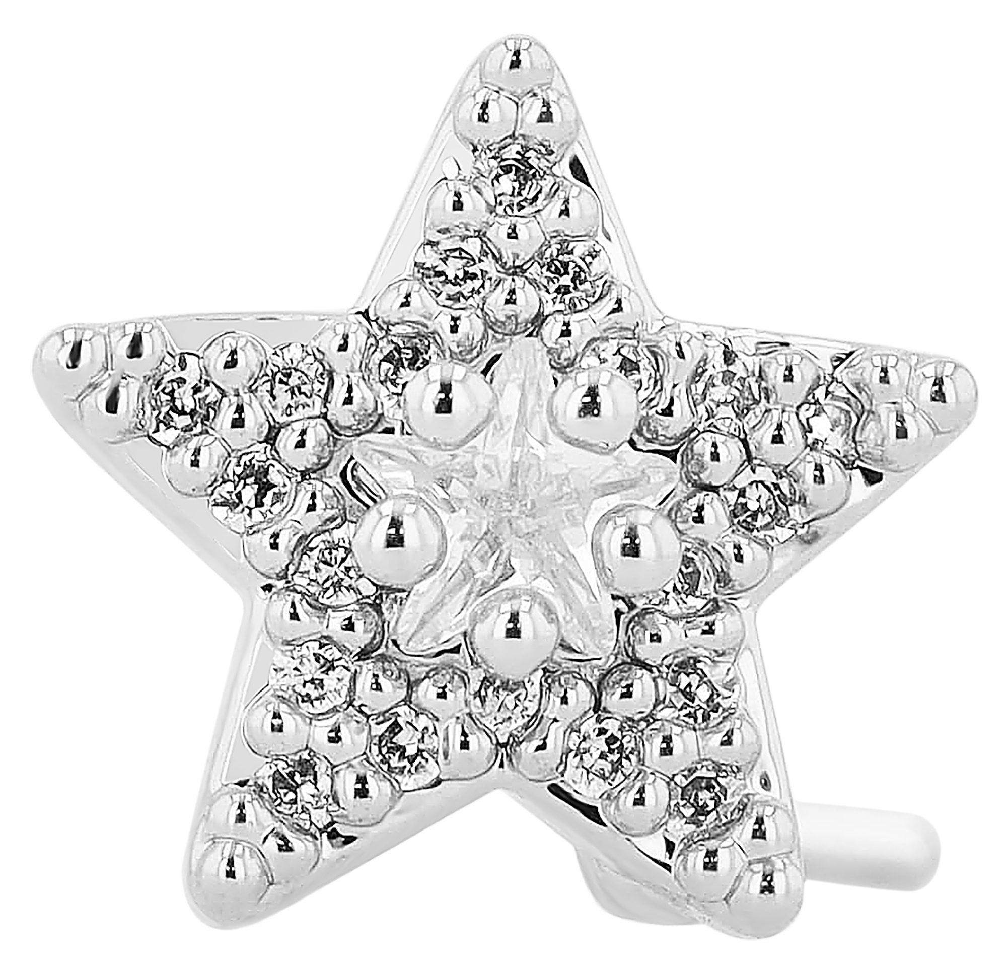 "Pakize" Nasenpiercing aus Edelstahl, L-Form, Stern, Ø 0,9mm/ Stablänge 7,5 mm, silberfarben