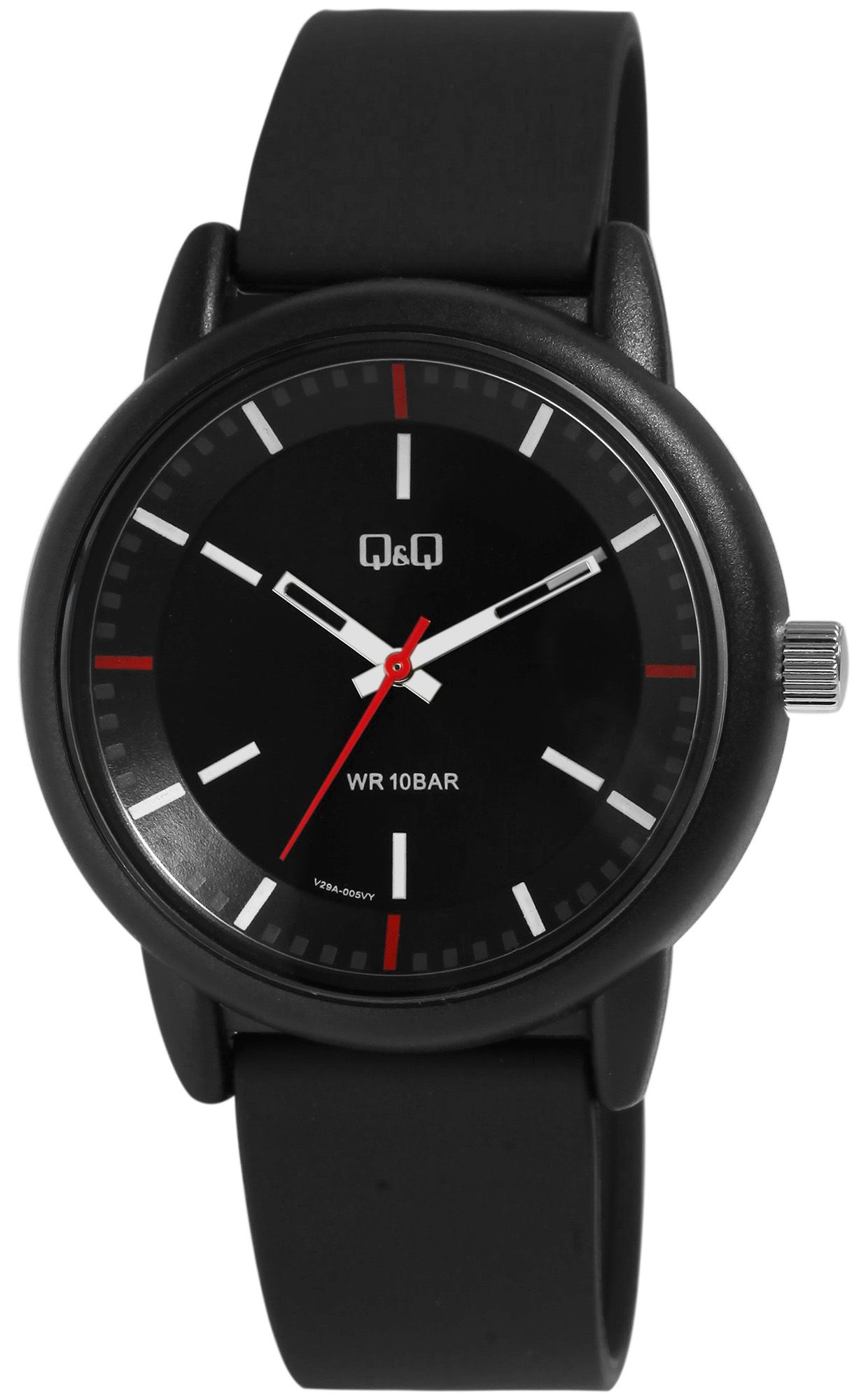 Q&Q Herrenuhr mit Silikonarmband, Ø 42 mm, schwarz/rot
