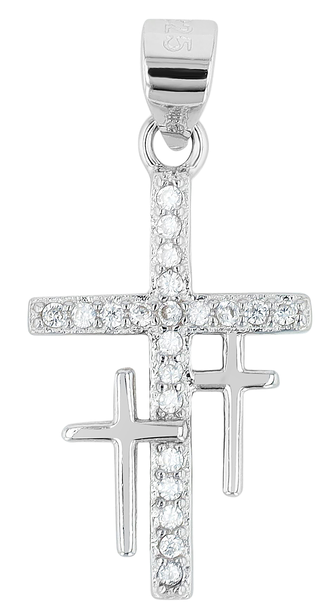 "Gota", 925/- Echt Silber Anhänger Kreuz mit Zirkonia, silberfarben rhodiniert
