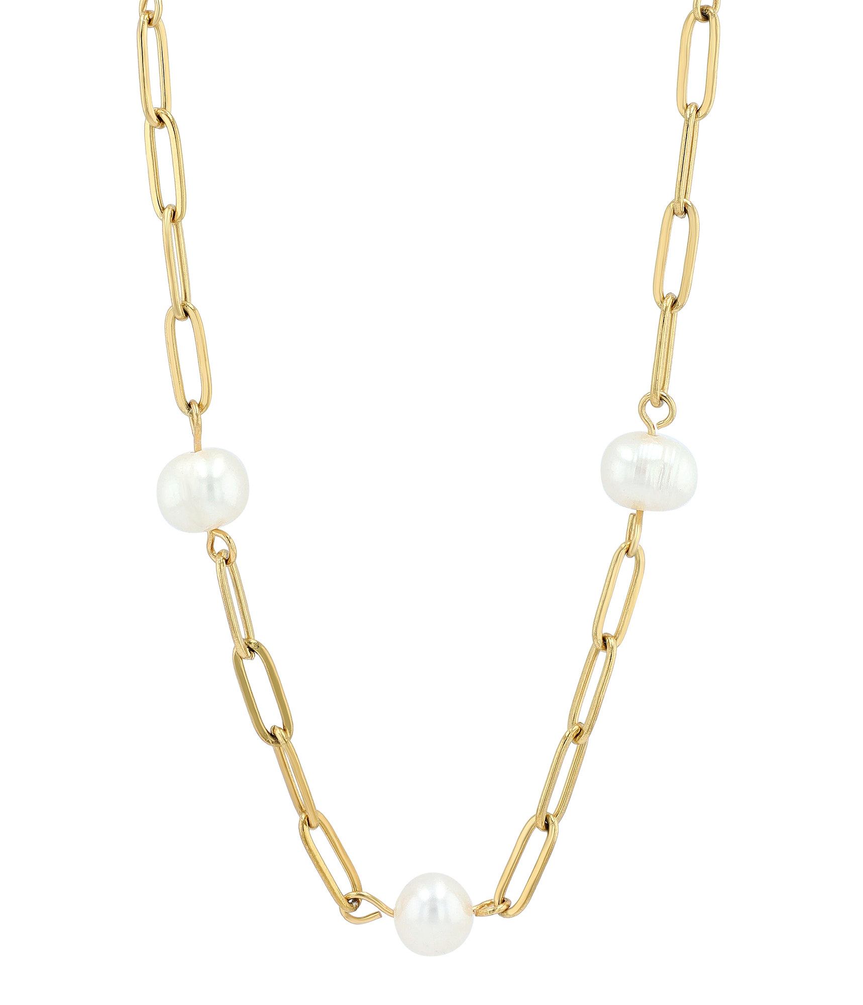 "Myko" Kette, Echte Süßwasserperlen, Edelstahl, goldfarben 40 + 5 cm