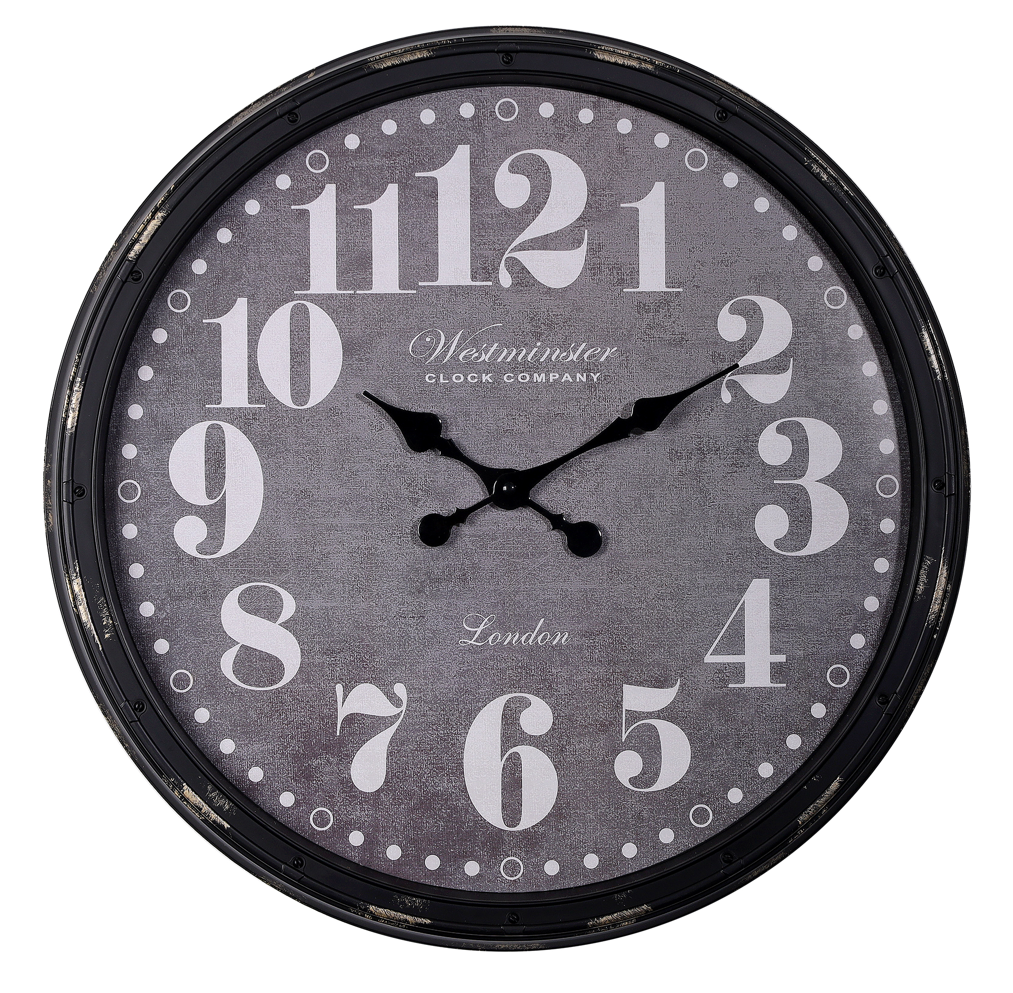 Große Wanduhr im Vintage-Look - Ø 50 cm, schwarz/ grau