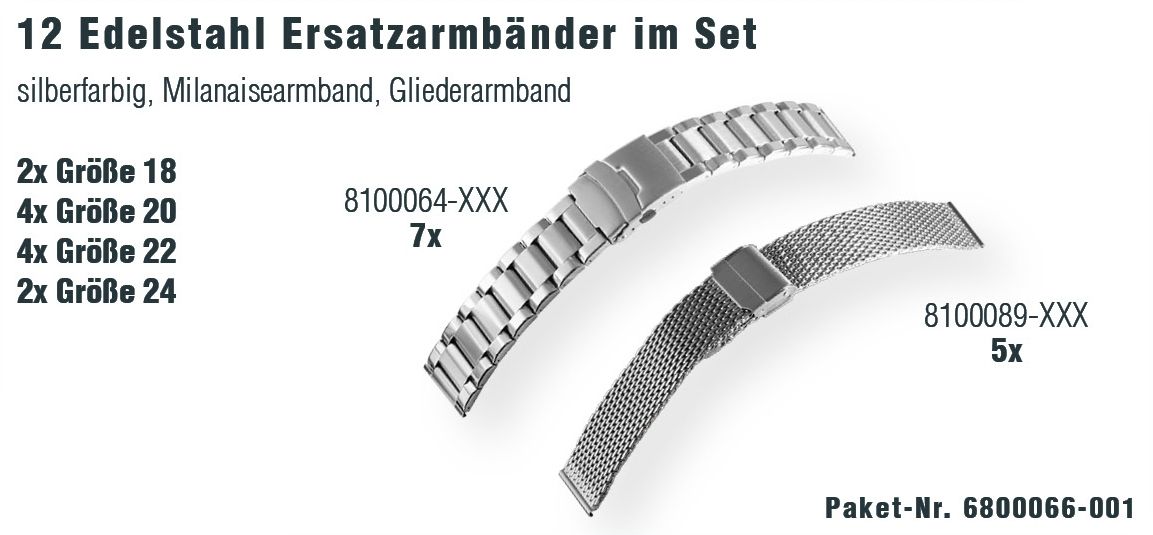 12 Edelstahlarmbänder als Set