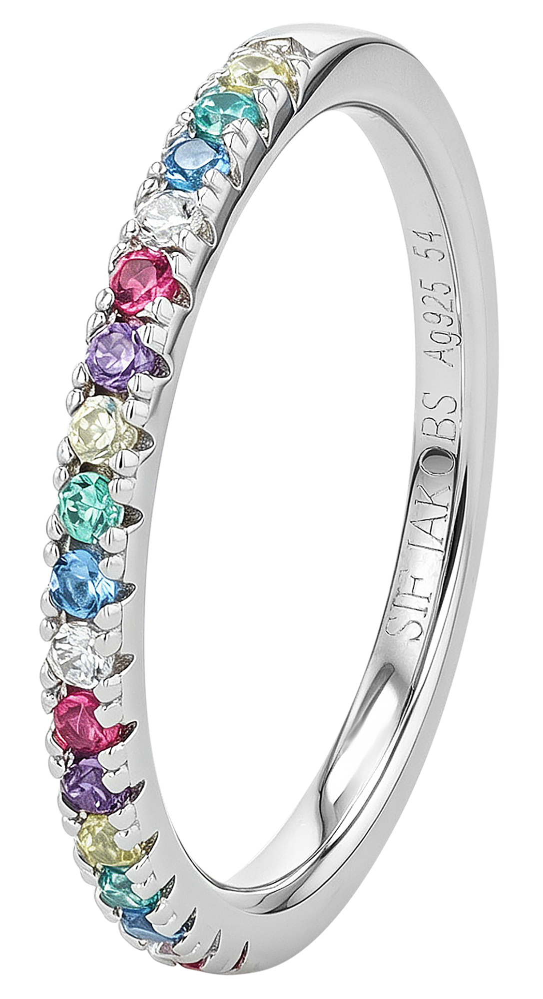 Sif Jakobs Jewellery 925/- Echt Silber Ring "Ellera" Gr 54, Zirkonia (bunt), rhodiniert