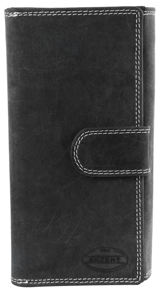 Akzent Damen Geldbörse aus Echtleder in schwarz. Format 18 x 10 cm.