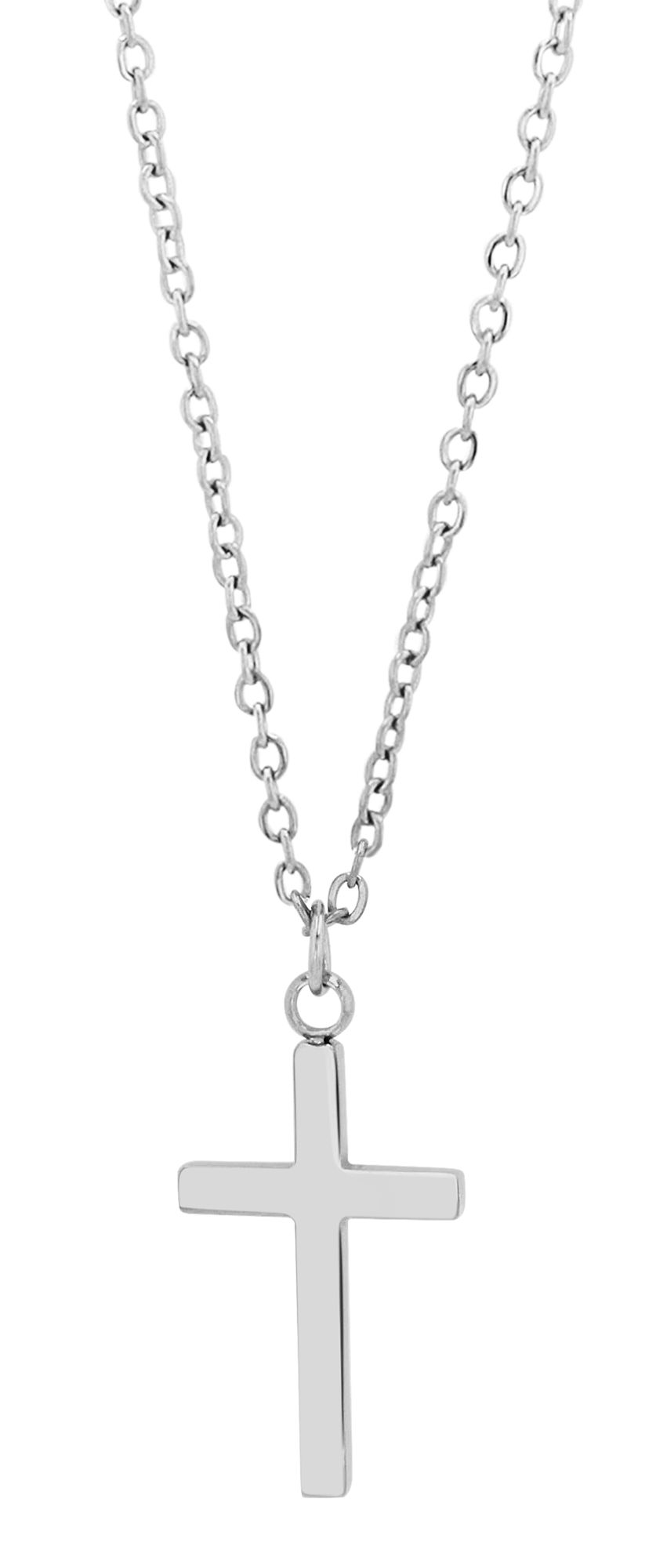 "Eila" - Kreuz mit Edelstahlkette, 42+5cm, Silber