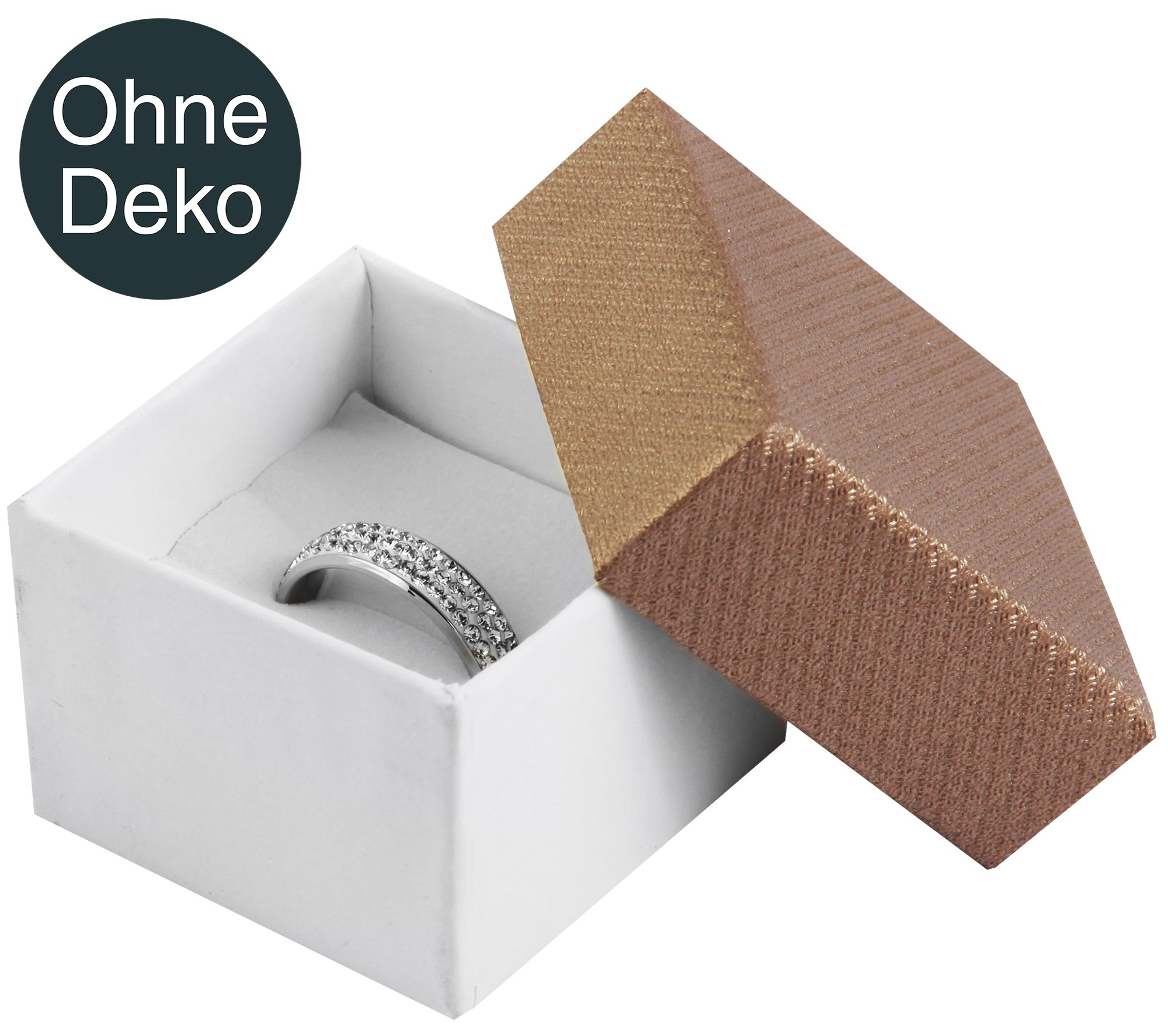 Ringboxen, VE 24, Maße: 5 x 5 x 3,5 cm, beige/weiß