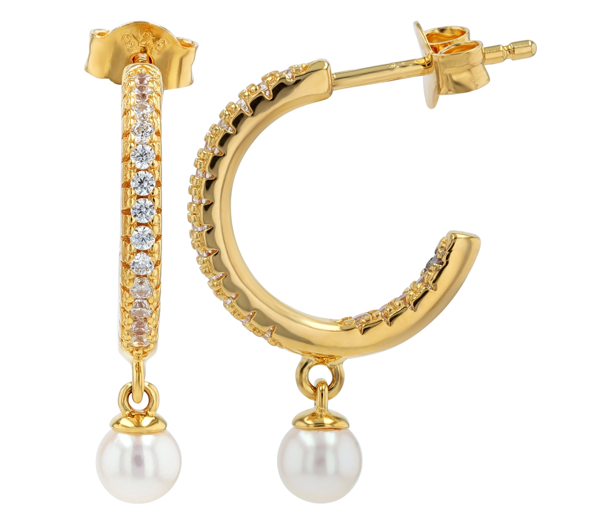Sif Jakobs Jewellery 925/- Echt Silber Halbcreole mit Hänger "Ellera Perla Medio" Ø 10,5 mm, vgold.