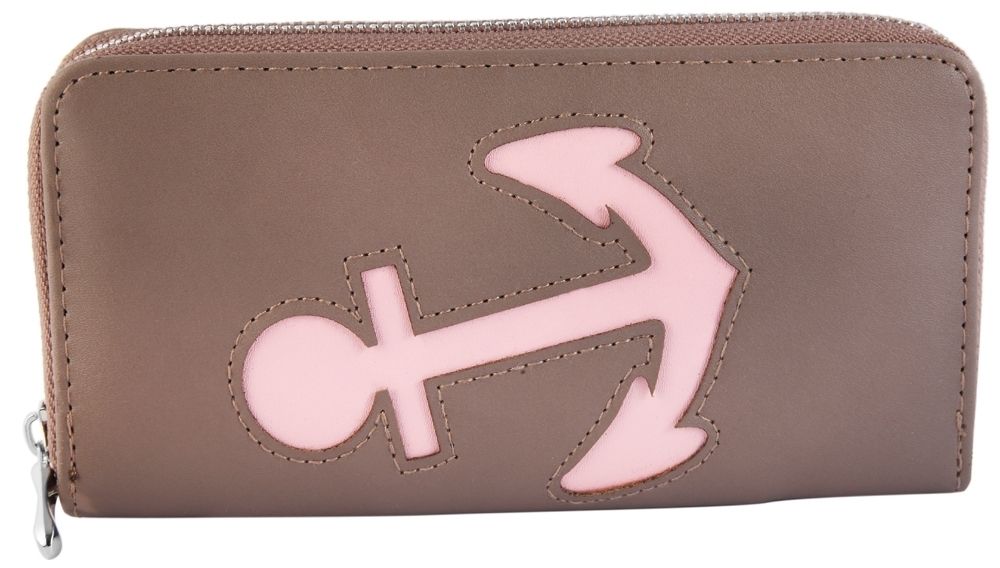 Cham Cham Damen Geldbörse aus Lederimitation mit Anker, grau/rosa