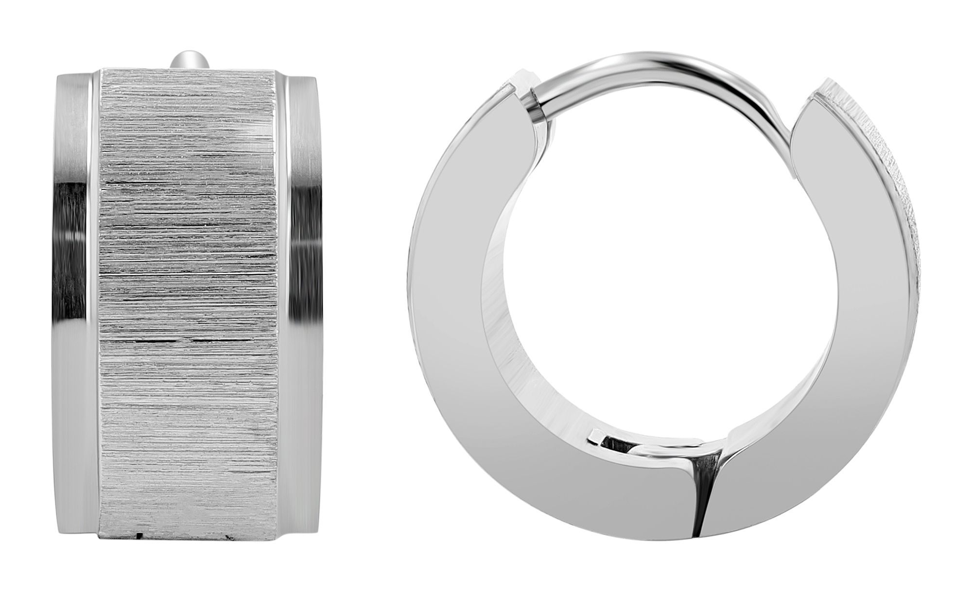 "Mattheo" Akzent Edelstahl Klapp-Creolen, silberfarbig