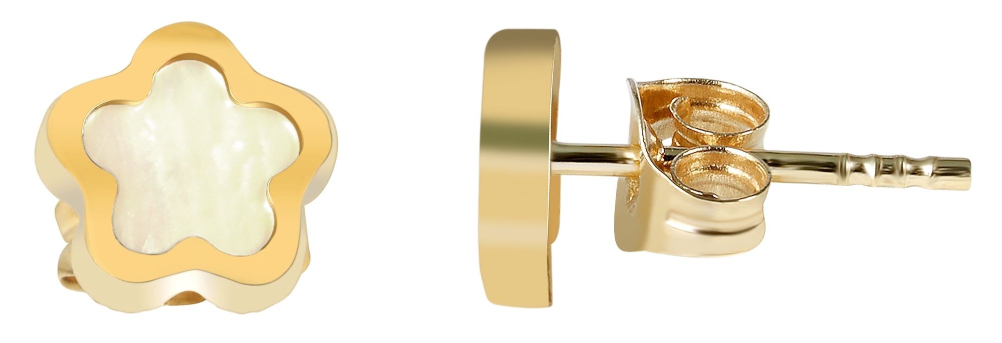 333/- Gold "Lumia" Ohrstecker, Blume mit Perlmutt, Gelbgold, 8 Karat, Kinder