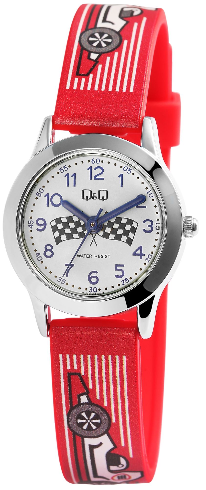 Q&Q Kinderuhr mit Kunststoffarmband, "Rennauto", 3 bar