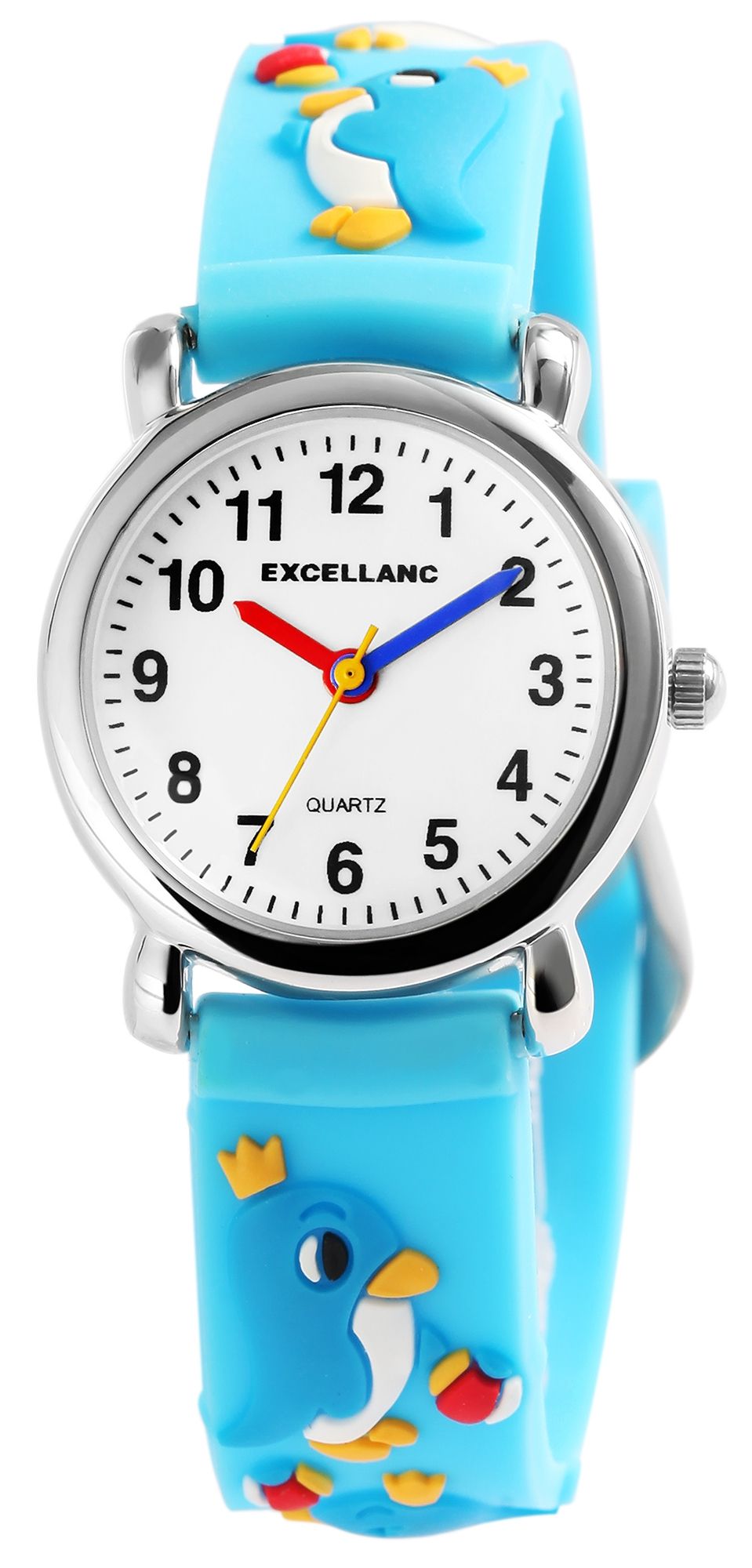 Excellanc Kinderarmbanduhr, Silikonarmband, silberfarben/hellblau/blau
