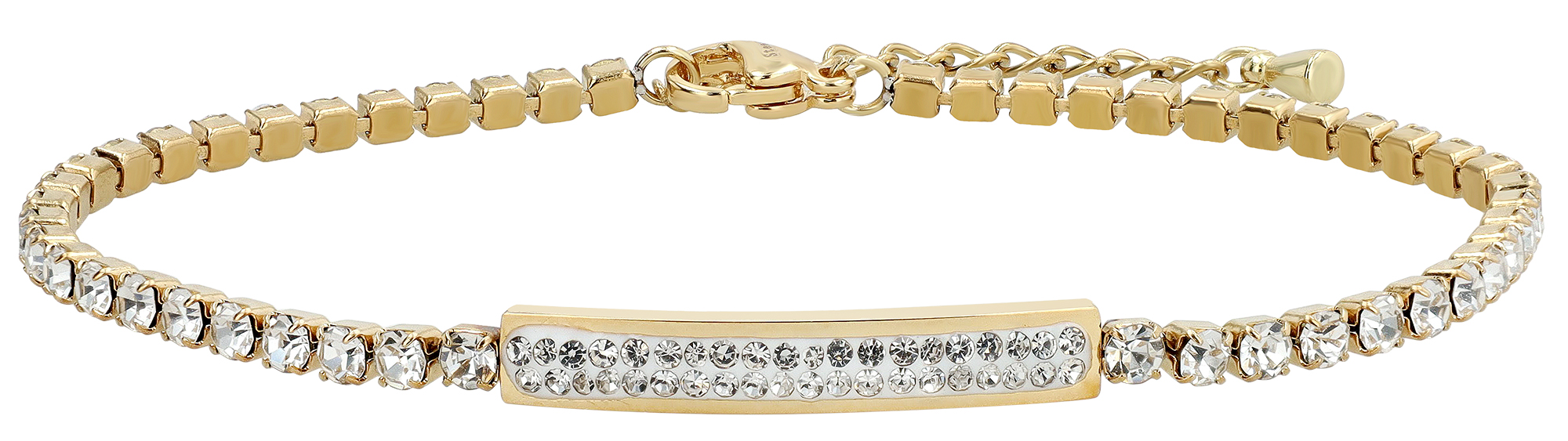 Akzent Armband aus Edelstahl, aufgereihte Similisteine, ionenplattiert, goldfarben