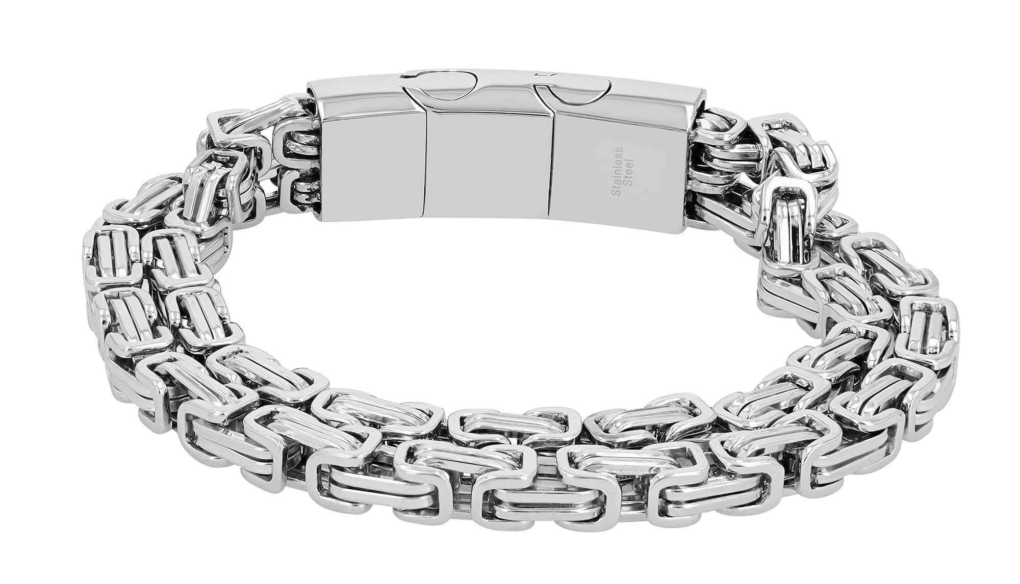 Raptor Königskettenarmband mit Magnetverschluss, zweireihig, 316L Edelstahl, silberfarben, 21+1cm