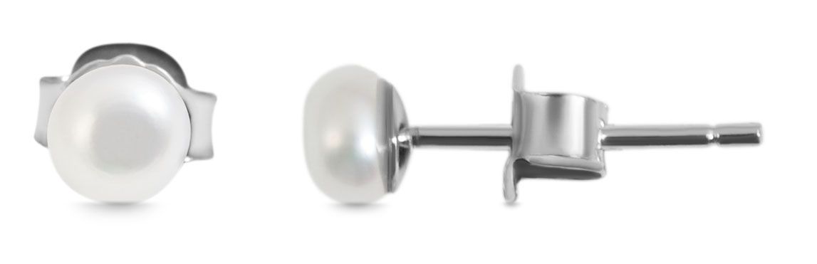 925/- Echt Silber Ohrstecker "Paulina" mit Süßwasserperle, rhodiniert