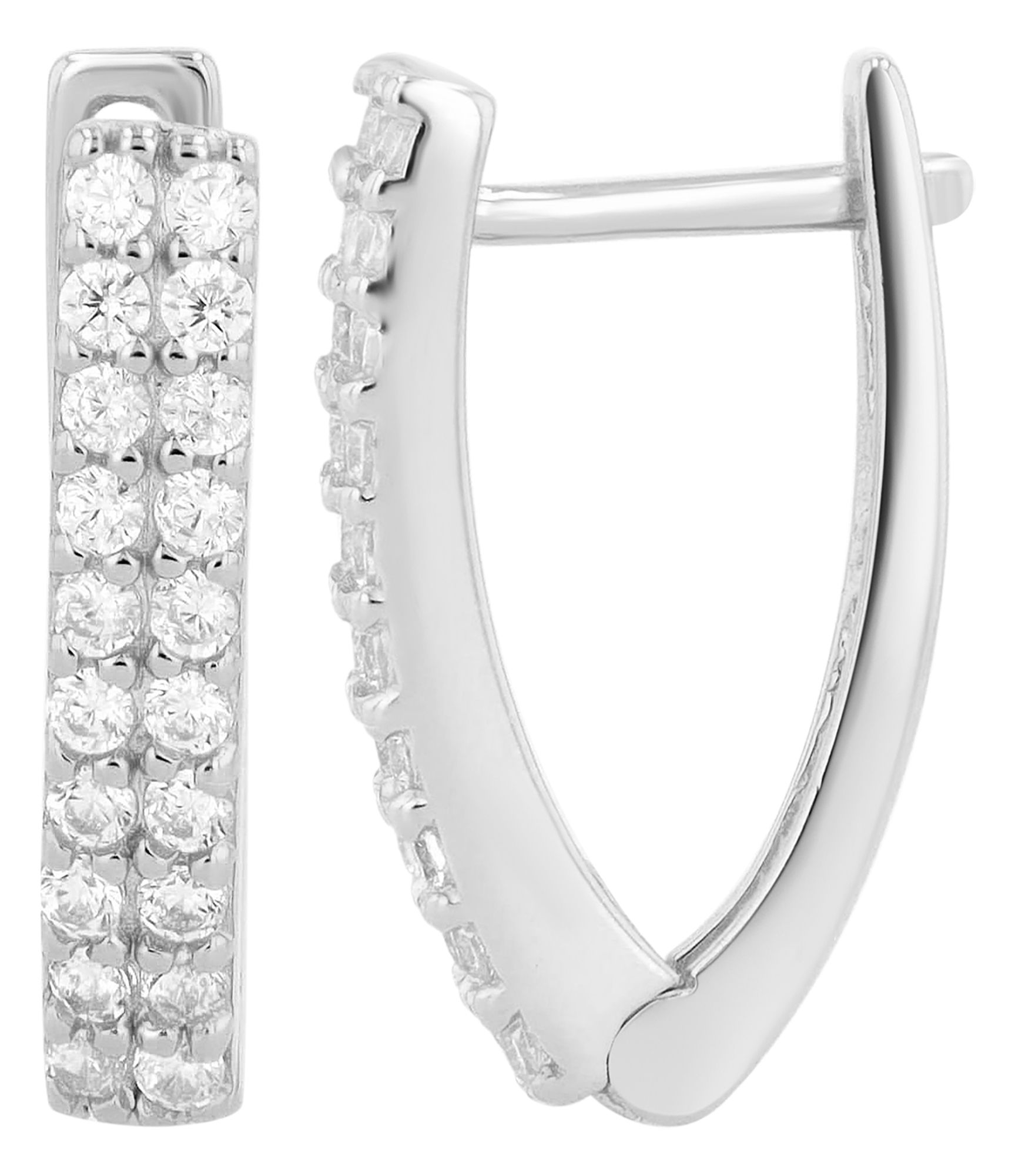 "Aliki" 925/- Echt Silber Creole mit Zirkoiabesatz V-Form, silberfarben rhodiniert