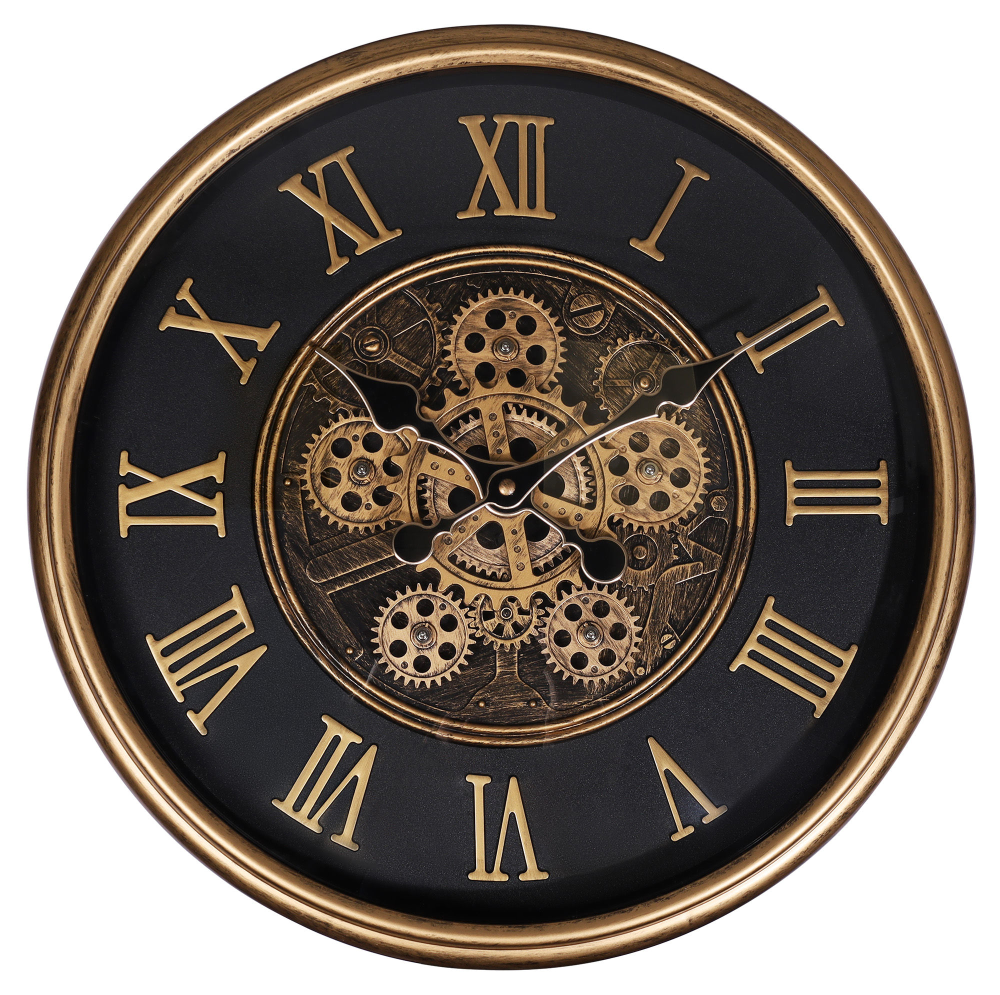 Skelett-Wanduhr im Industrial-Vintage-Look, Ø 41 cm, rosegoldfarben/ schwarz
