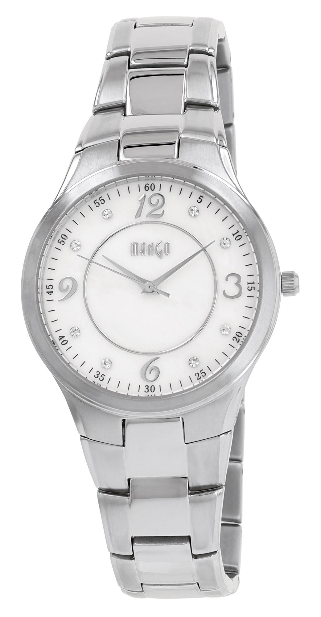 Mango Edelstahl Damenuhr Ø 36 mm, silberfarben/ Perlmutt