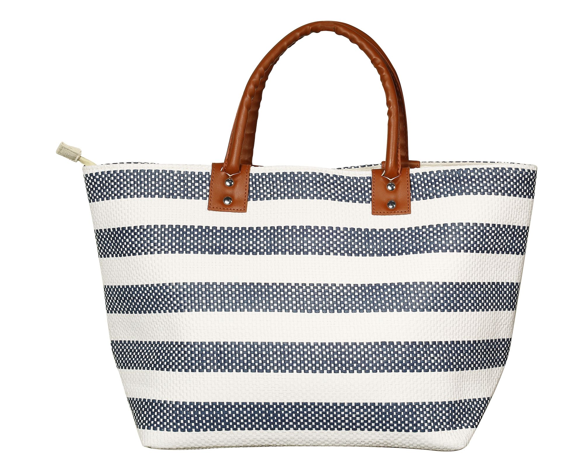 Damentasche/Strandtasche aus Stroh, gestreiftes Design