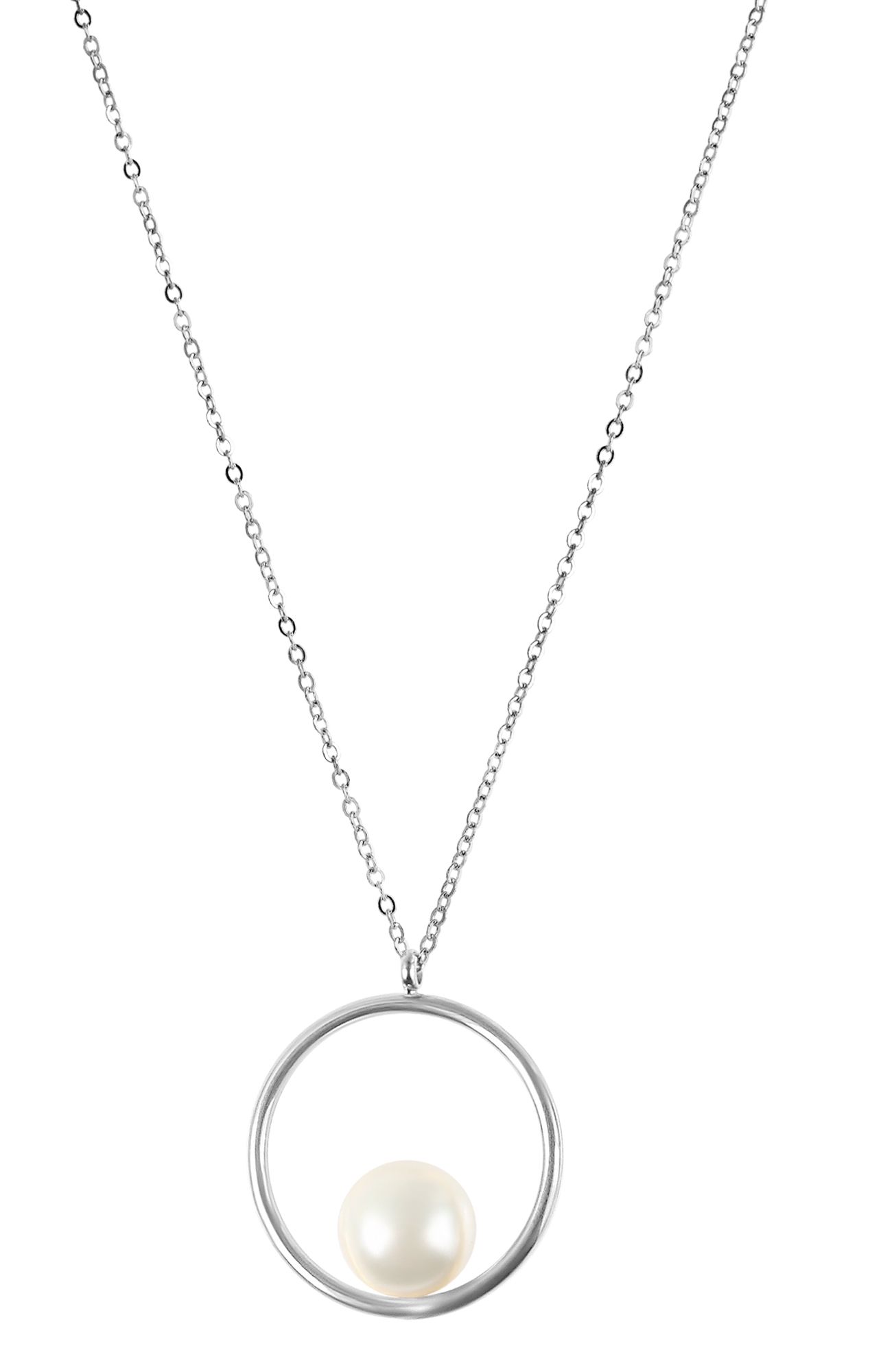 Akzent Edelstahlschmuckset (Kette und Ohrringe), mit Glasperlen, silberfarbig