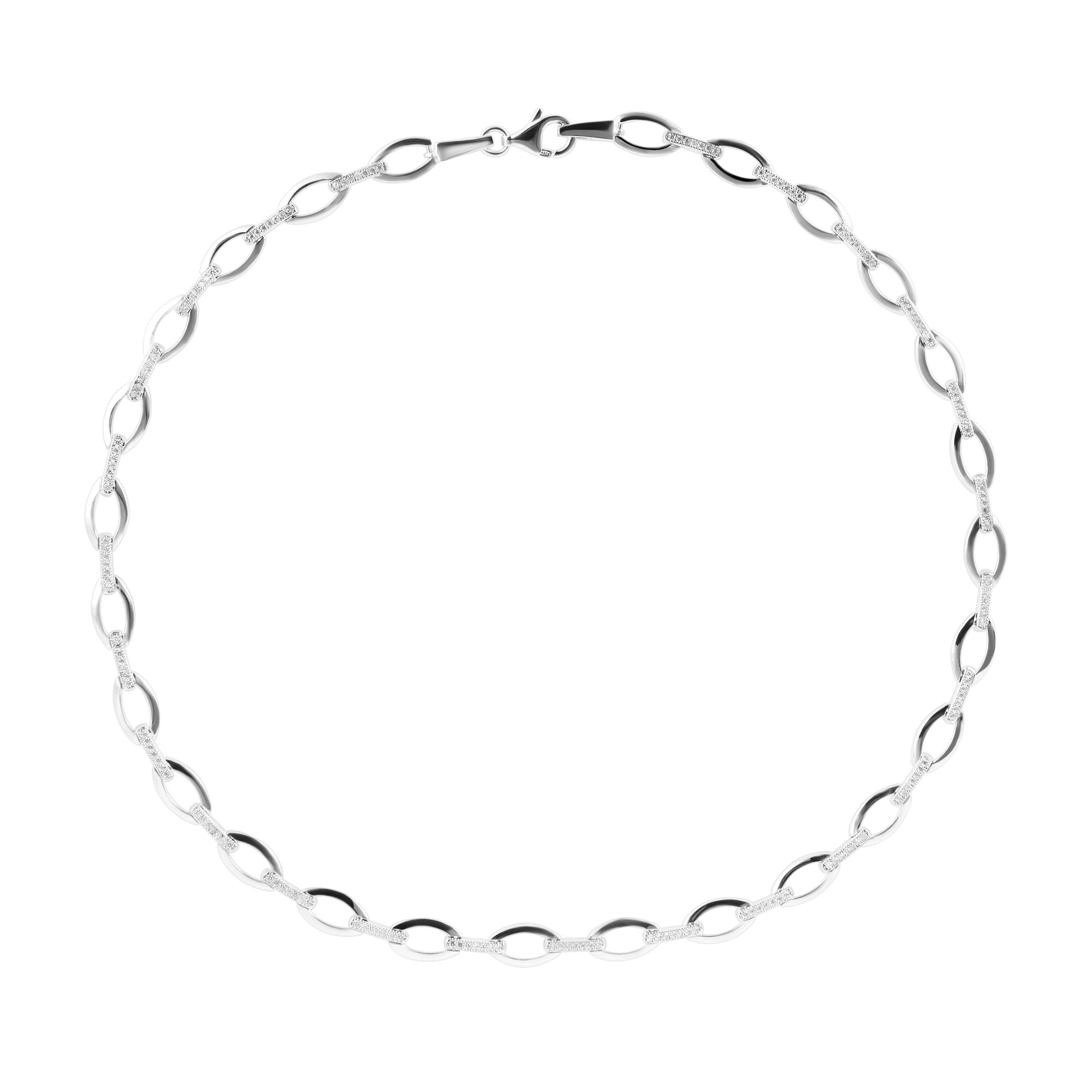 925/- Echt Silber Halskette "Elin", Zirkoniabesatz, 925/rhodiniert