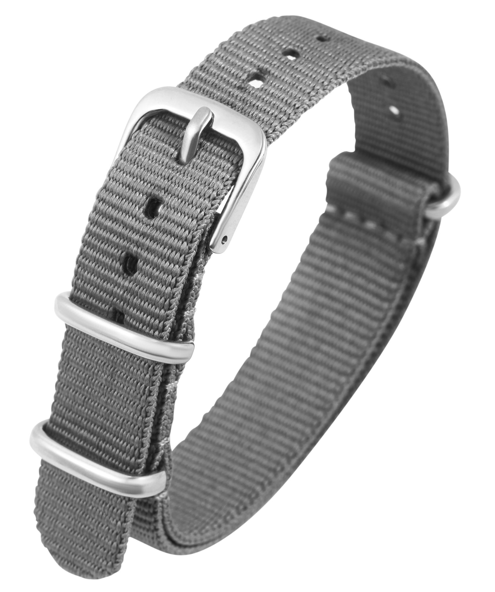 Nylon-Uhrenarmband, grau, Dornschließe, 18 mm