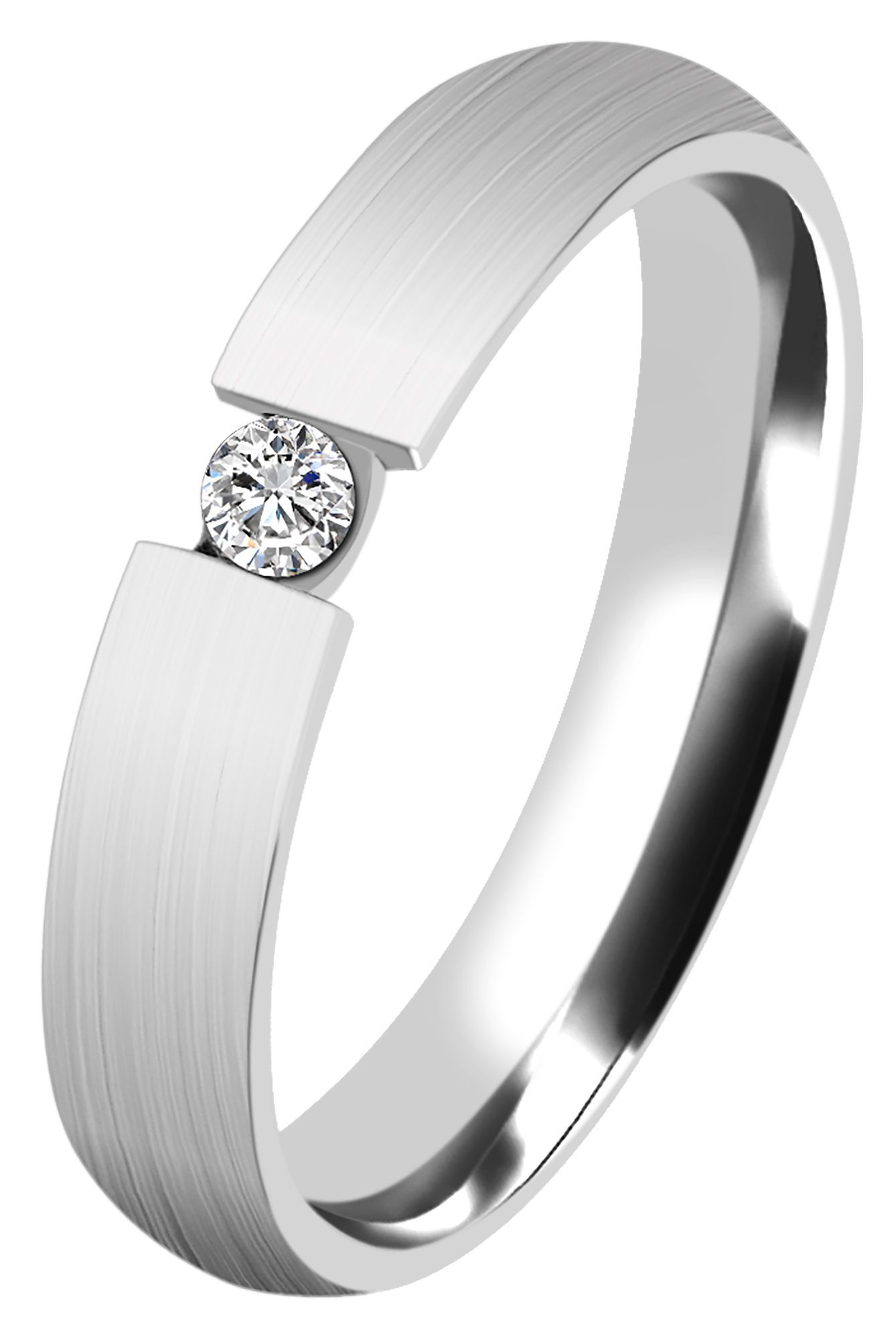 Akzent Damen-Partnerring aus Edelstahl, silberfarben, Gr. 48