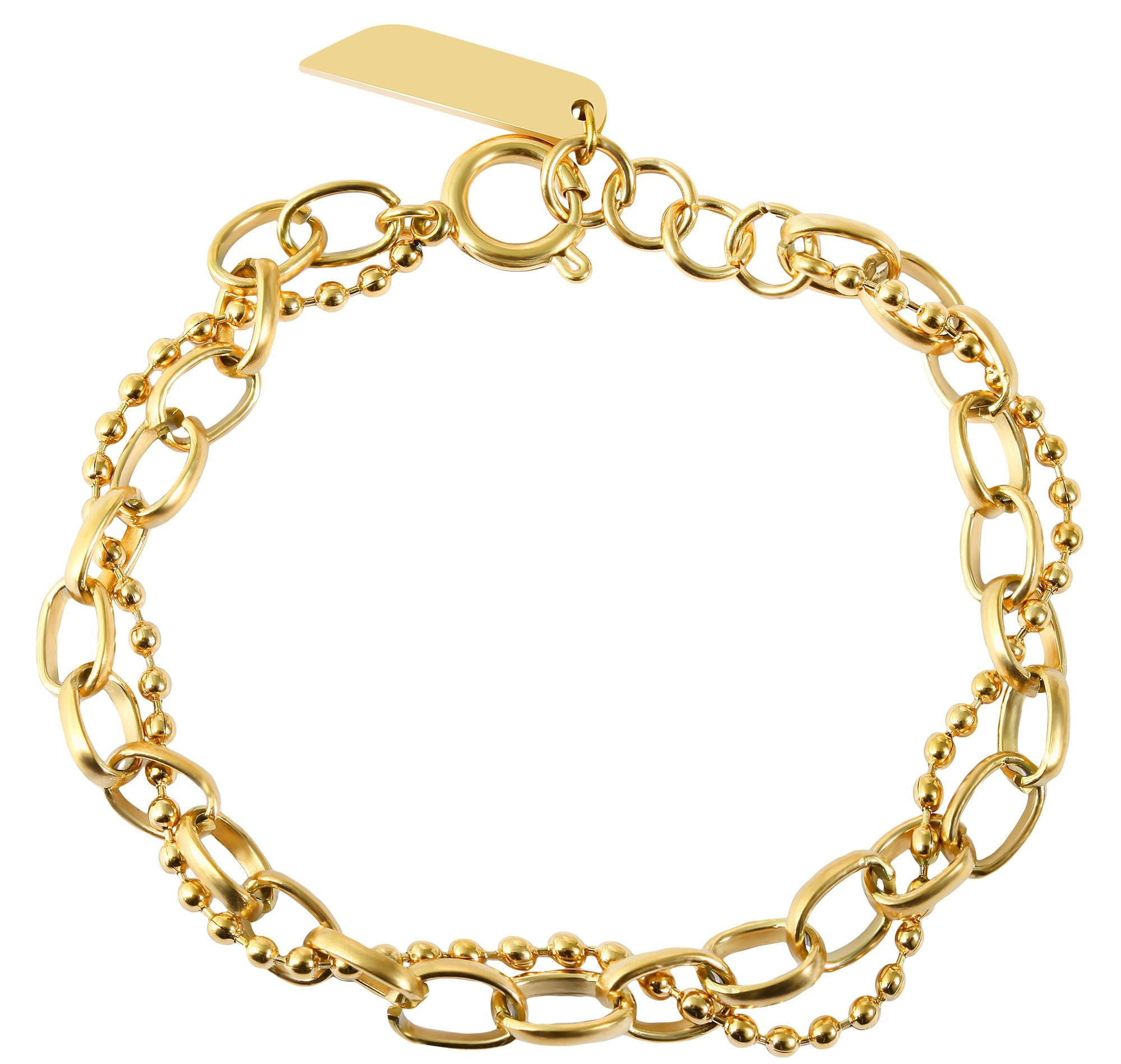 "Caja" Armband, Edelstahl, Gravurplatte, 18 cm, goldfarben